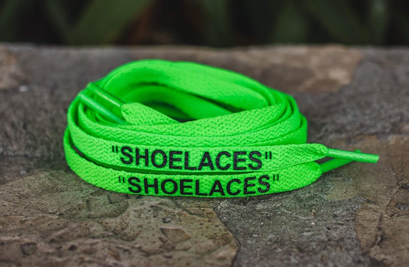 Neonowe zielone sznurowadła, sznurówki, sznury do sneakersów, kicksów, Nike, OFF-WHITE, Adidas. Customizacja butów Lace Lab.