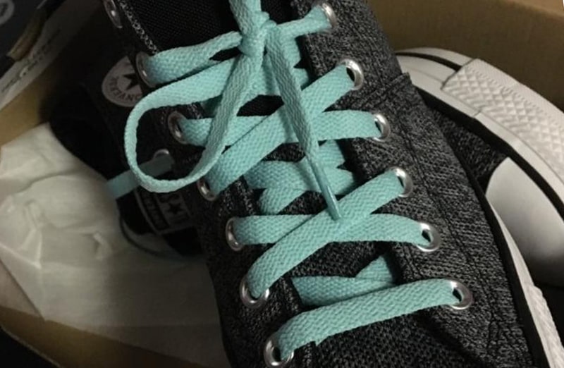 Płaskie miętowe sznurowadła do butów LACE LAB Red Flat laces, personalizacja obuwia, custom, customizacja adidasów