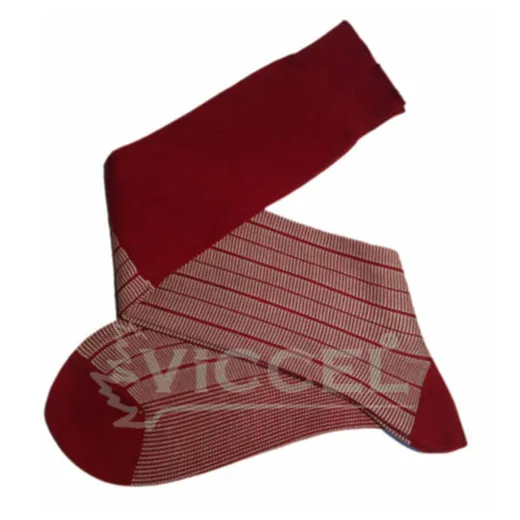 VICCEL Knee Socks Red White Striped