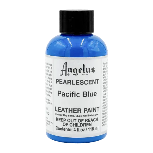 Niebieskie opalizujące farby perłowe akrylowe do customizacji sneakersów, jeansu i tkanin Angelus Pearlscent Acrylic Leather Paint.