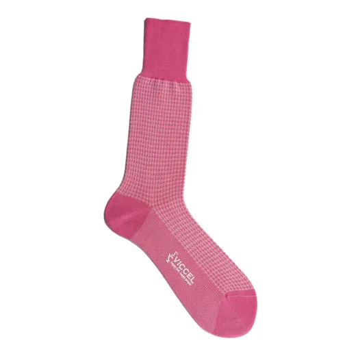 VICCEL / CELCHUK Socks Houndstooth Pink / Light Pink - Luksusowe skarpetki