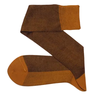 VICCEL / CELCHUK Knee Socks Diagonal Mustard / Brown - Cienkie podkolanówki męskie
