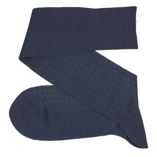 VICCEL / CELCHUK Knee Socks Bird Trace Dark Navy Blue & Blue - Luksusowe podkolanówki