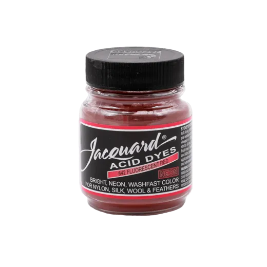 JACQUARD Acid Dye 0.5oz #642 FLUORESCENT RED / FLUORESCENCYJNY CZERWONY barwnik kwasowy do wełny, jedwabiu i piór