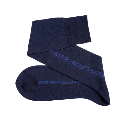 granatowe eleganckie podkolanówki męskie wełniane viccel knee socks navy blue Merino wool