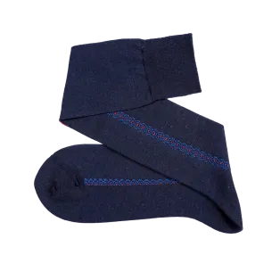VICCEL / CELCHUK Knee Socks Merino Wool Navy Blue - Luksusowe podkolanówki