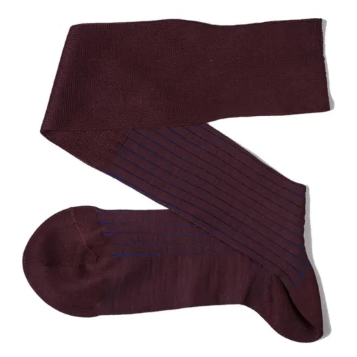 VICCEL / CELCHUK Knee Socks Shadow Stripe Burgundy / Royal Blue - Luksusowe podkolanówki