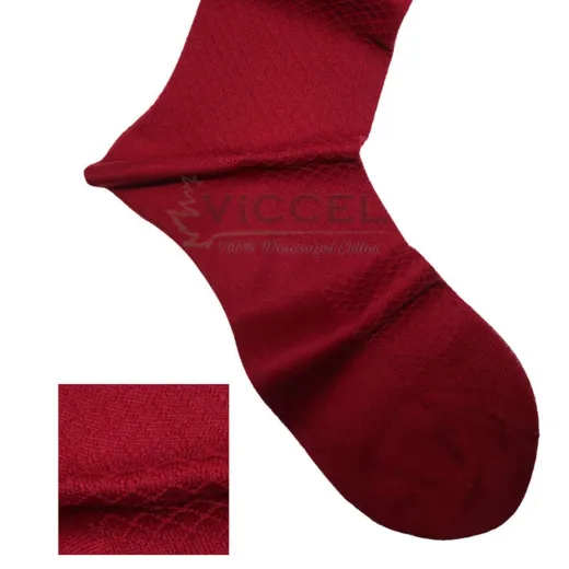VICCEL / CELCHUK Knee Socks Fish Skin Textured Claret Red - Luksusowe podkolanówki