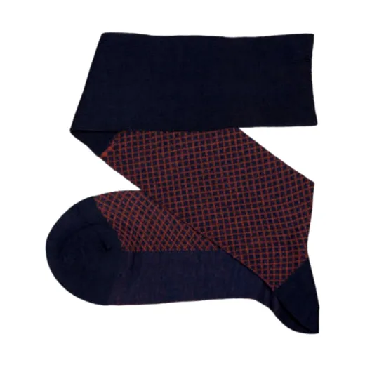 VICCEL / CELCHUK Knee Socks Fish Net Dark Navy / Blue Taba - Luksusowe podkolanówki