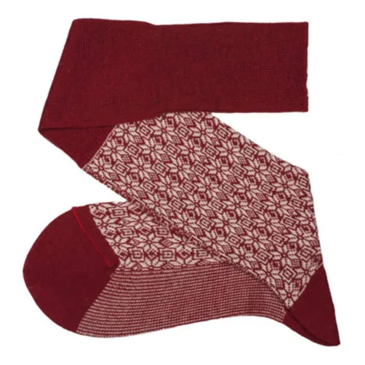 VICCEL / CELCHUK Knee Socks Red White Snow Flake - Luksusowe podkolanówki