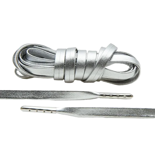LACE LAB Luxury Leather Laces 6mm Silver - Silver Plated