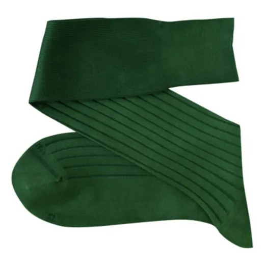 VICCEL / CELCHUK Knee Socks Solid Forest Green Cotton - Luksusowe podkolanówki