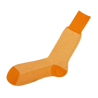 VICCEL / CELCHUK Socks Houndstooth Orange / White - Luksusowe skarpety