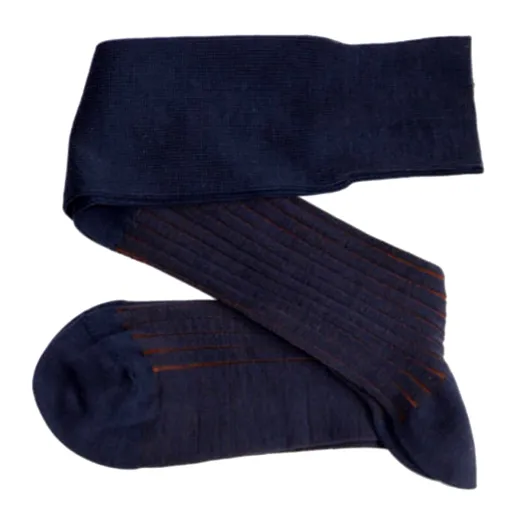 VICCEL / CELCHUK Knee Socks Shadow Dark Navy Blue / Brown - Luksusowe podkolanówki