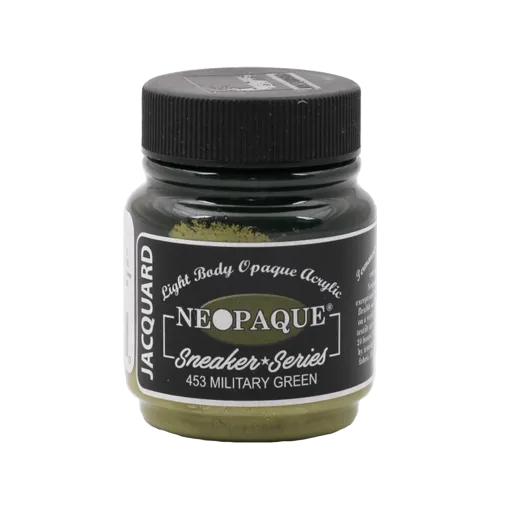 JACQUARD Neopaque Sneaker Series Paint 2.25oz #453 MILITARY GREEN / ZIELONA mocnokryjąca farba akrylowa do butów, ubrań i rękodzieła