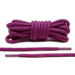 LACE LAB Rope Laces 5mm Hot Pink & Black / Różowo czarne okrągłe sznurowadła do Kicksów