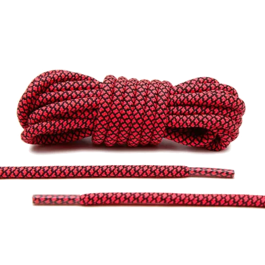 Różowo czarne okrągłe sznurowadła stworzone  do popularnych modeli Adidas Yeezy 350 Boost czy Adidas NMD