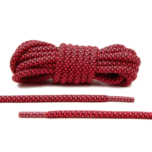 LACE LAB Rope Laces 5mm Infrapink - Black  / Różowo czarne okrągłe sznurówki do obuwia