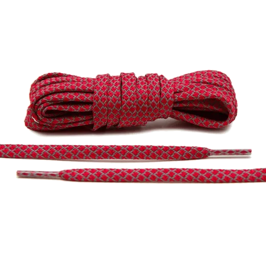 Odblaskowe płaskie sznurowadła czerwone,  stworzone  do popularnych modeli Nike air max 90s
czy innych modeli nike, adidas