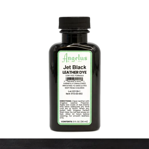 Bezpieczne czarne farby do skór o niskiej zawartości LZO - ANGELUS LOW VOC Leather Dye 3oz #002 JET BLACK 