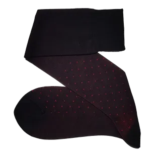VICCEL / CELCHUK Knee Socks Pin Dots Black / Red - Luksusowe podkolanówki
