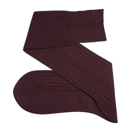 VICCEL / CELCHUK Knee Socks Cable Knitted Burgundy - Luksusowe podkolanówki