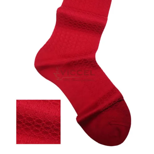 VICCEL / CELCHUK Knee Socks Star Textured Scarlet Red - Luksusowe podkolanówki