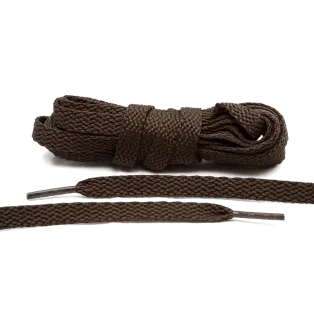 LACE LAB Flat Shoe Laces 8mm Dark Brown - Ciemnobrązowe płaskie sznurówki do butów