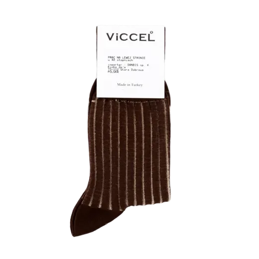 eleganckie brązowe z wydzielaniami beżowymi skarpety męskie viccel socks shadow stripe brown beige