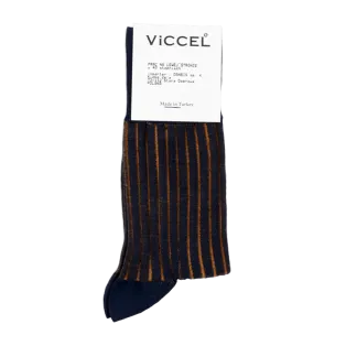 VICCEL / CELCHUK Socks Shadow Stripe Navy Blue / Mustard - Luksusowe skarpety
