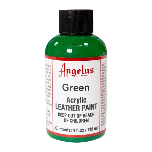 Zielona farba Angelus do customizacji sneakersów i jeansu. Zielone farby akrylowe do skór licowych i tkanin. Stosowane do butów, katan, toreb