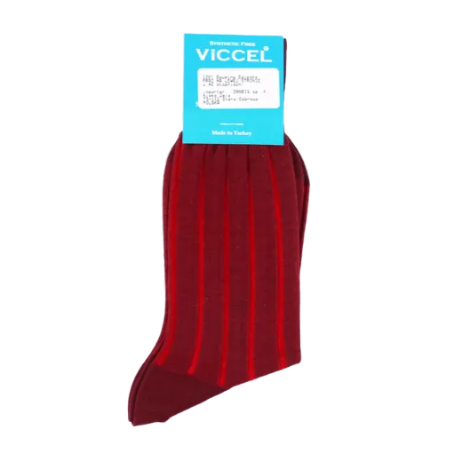 Bordowe ekskluzywne skarpety bawełniane męskie z wydzieleniami czerwonymi viccel socks shadow stripe burgundy red