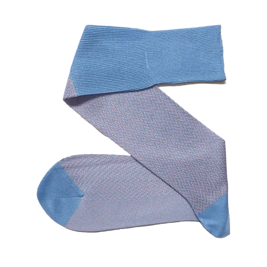 VICCEL / CELCHUK Knee Socks Herringbone Sky Blue / Light Pink