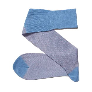 VICCEL / CELCHUK Knee Socks Herringbone Sky Blue / Light Pink