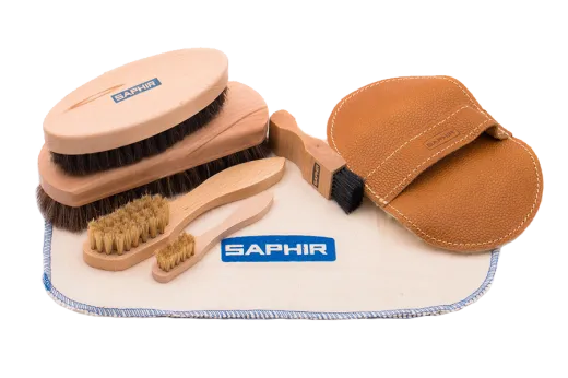 SAPHIR BDC Set Smooth Brushes Big / Duży zestaw luksusowych szczotek i akcesoriów do obuwia