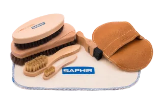 SAPHIR BDC Set Smooth Brushes Big / Duży zestaw luksusowych szczotek i akcesoriów do obuwia