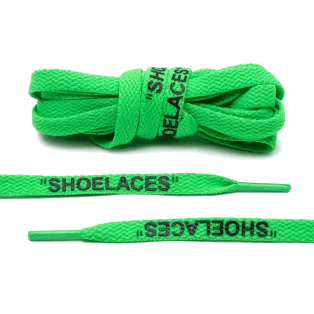 LACE LAB OFF-WHITE Laces 8mm Neon Green / Zielone neonowe sznurowadła z czarnym napisem SHOELACES