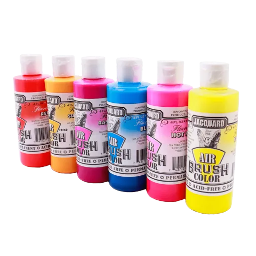 Fluorescencyjne farby akrylowe do customizacji sneakersów. Farba na bazie wody do personalizacji kicksów. Jacquard AIRBRUSH Fluorescent, Custom, malowanie butów. Fluorescencyjna farba do butów. Farby do butów. Farby do jeansu. Farba do jeansu. Neon, fluor