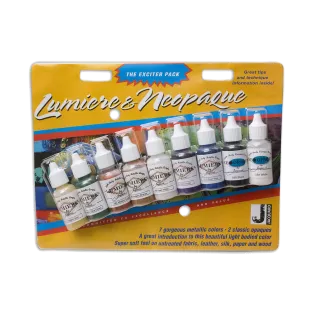 JACQUARD Lumiere & Neopaque Exciter Pack 9x 0.5oz / Zestaw farb akrylowych do rękodzieła