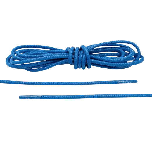 Niebieskie woskowane okrągłe sznurowadła luksusowe. Sznurówki do customizacji sneakersów - Jordan, Nike, Bred 1, Adidas.