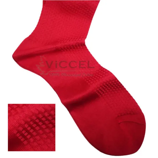 VICCEL / CELCHUK Knee Socks Textured Scarlet Red Brick - Luksusowe podkolanówki