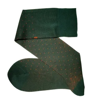 VICCEL / CELCHUK Knee Socks Pin Dots Green / Orange - Luksusowe podkolanówki