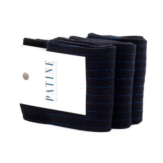 PATINE Socks PASH01 Black & Blue / Czarne skarpety klasyczne z niebieskimi wydzieleniami typu SHADOW