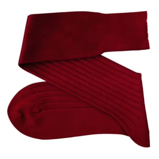 VICCEL / CELCHUK Knee Socks Solid Claret Red Cotton - Luksusowe podkolanówki