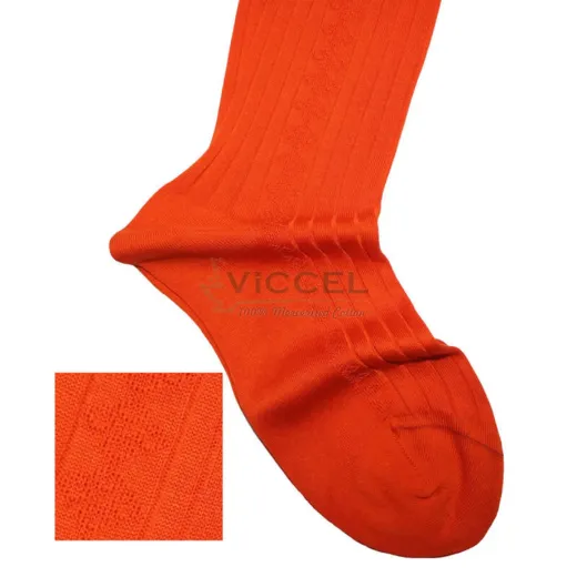 VICCEL / CELCHUK Knee Socks Diamond Textured Orange - Luksusowe podkolanówki
