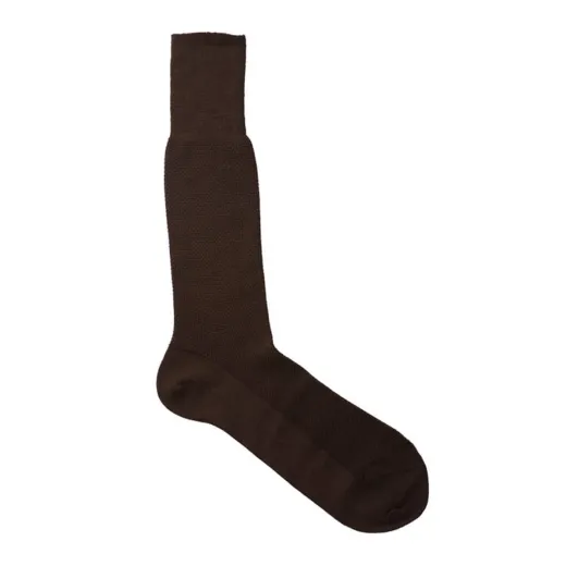 VICCEL / CELCHUK Socks Brown Pique Wool Silk - Luksusowe skarpety