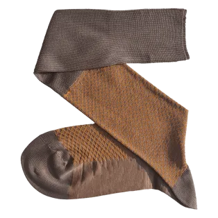 VICCEL / CELCHUK Knee Socks Fish Net Marmatto / Mustard - Luksusowe podkolanówki męskie