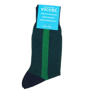 VICCEL / CELCHUK Socks Geometric Navy Blue / Pistachio - Luksusowe skarpety
