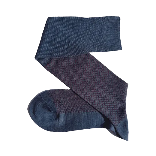 VICCEL / CELCHUK Knee Socks Fish Net Light Navy Blue Burgundy