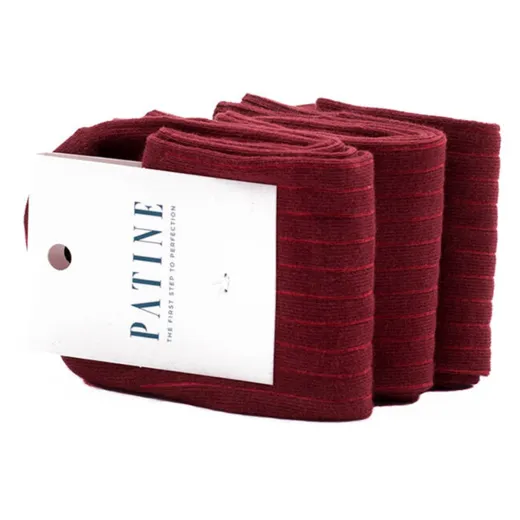 PATINE Socks PASH29 Bordeaux & Red / Bordowe skarpety klasyczne z czerwonymi wydzieleniami typu SHADOW